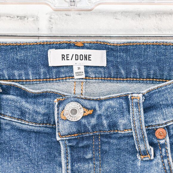 RE/DONE Women's 90s High Rise Ankle Crop Denim Jeans Distressed size 31 - Picture 11 of 13